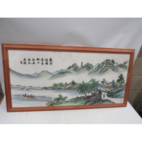 63 - Large Frame Oriental Silk Picture