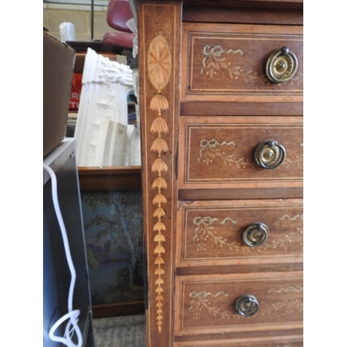 273 - 7 Drawer Inlaid Cabinet & key