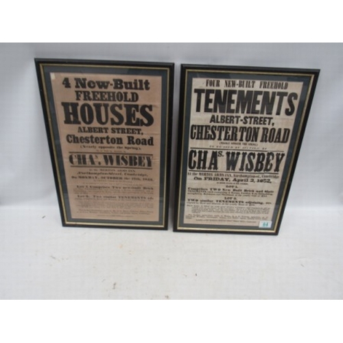 64 - 2 Vintage house deeds/posters framed