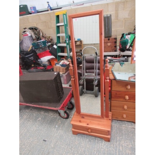 25 - Pine Tall Mirror with Drawer