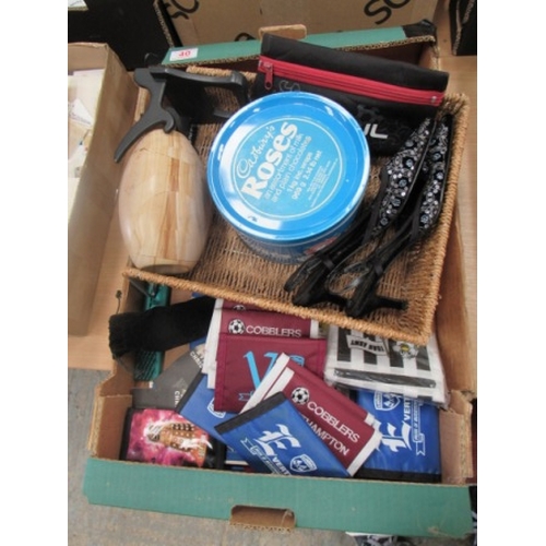 40 - Box of mixed items with football wallets