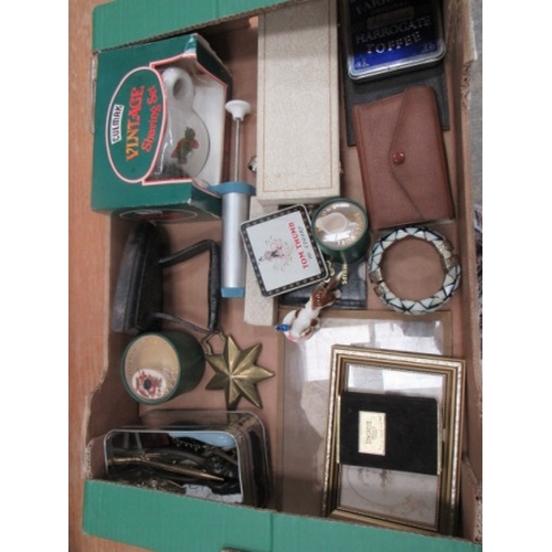 42 - Box of mixed items with flat iron