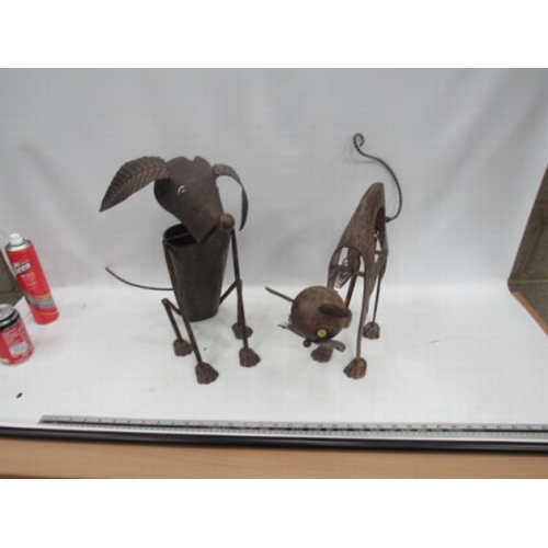 140 - Metal Cat and Dog Garden Ornaments