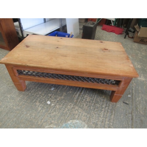 125 - Pine coffee table with metal sides