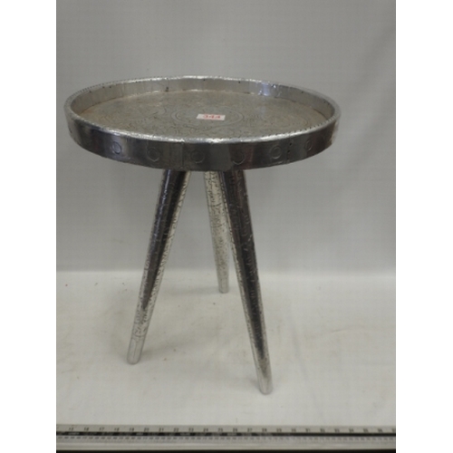 344 - Silver coloured 3 legged table