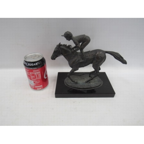 55 - Bronze horse with Lester Piggott jockey statue