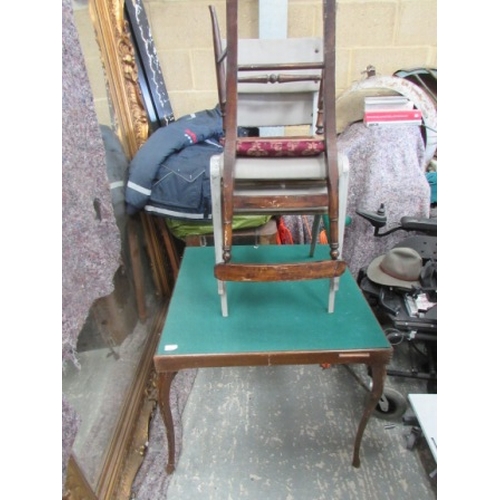 7 - Card table with side draws + 3 chairs