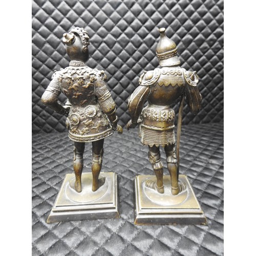 179 - Antique Bronze Knights, fine detail on both, A/F