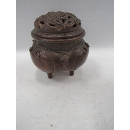 502 - Bronze Japanese incence pot