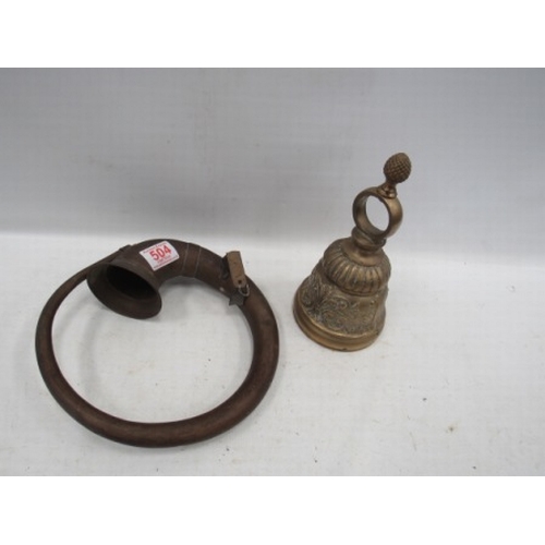 504 - Hand bell + vintage car horn A/F