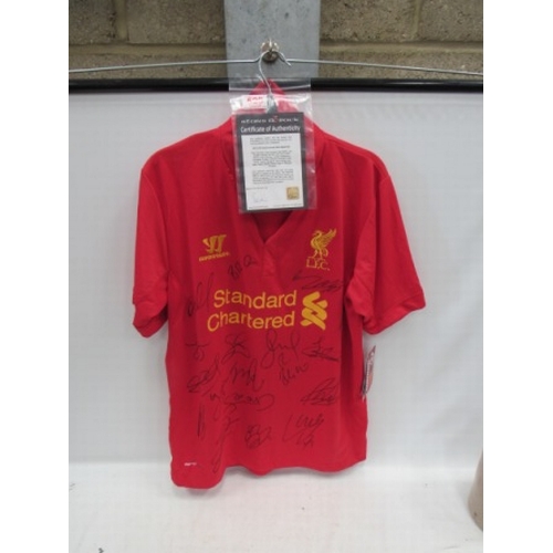 529 - Liverpool football shirt, signed with certificate of authenticity. 2012/13