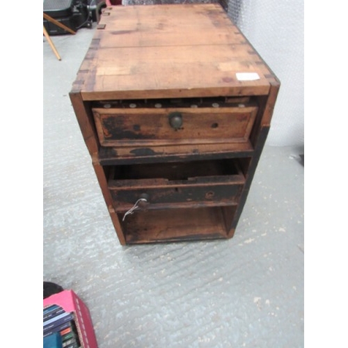 488 - Victorian Shop Till Draw base unit with part of an 1880 War Office recruitment poster for Ox & Bucks... 