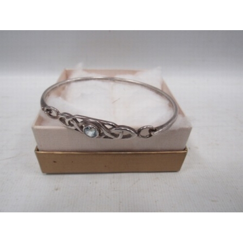 228 - Celtic Bangle, Blue Stone 11.6gms