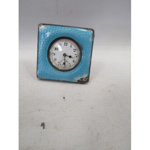 277 - Silver & Enamelled Desk Clock a/f