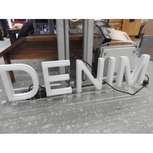 113 - Light Up Denim Shop Sign