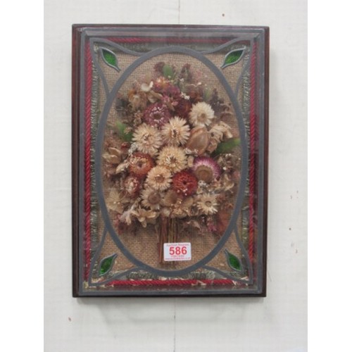 586 - Leaded Box Frame Dried flowers