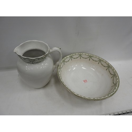 573 - Winton Jug a/f & Washbowl