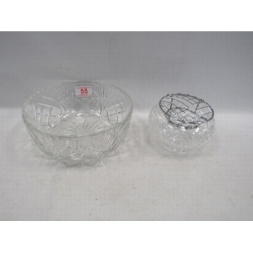55 - cut crystal bowl and rosebowl