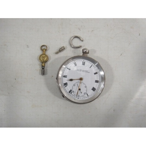 144 - Silver pocket watch - 'AcmeLever' H. Samuel Manchester, Swiss made with jewelled movement (includes ... 