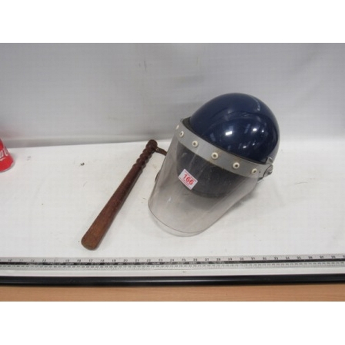 166 - Riot helmet + truncheon + Prison Jacket + trousers