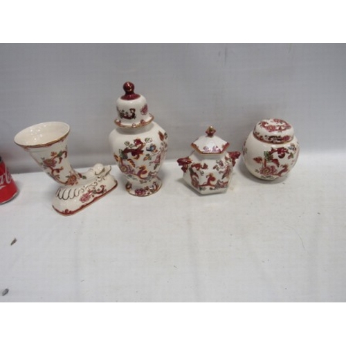 245 - Masons ironstone Mandalay red , lided sugar bowl, 9