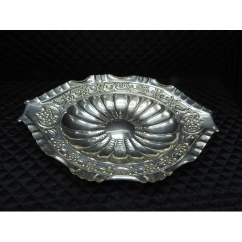 282 - White metal tray, 33cm x 23cm approx