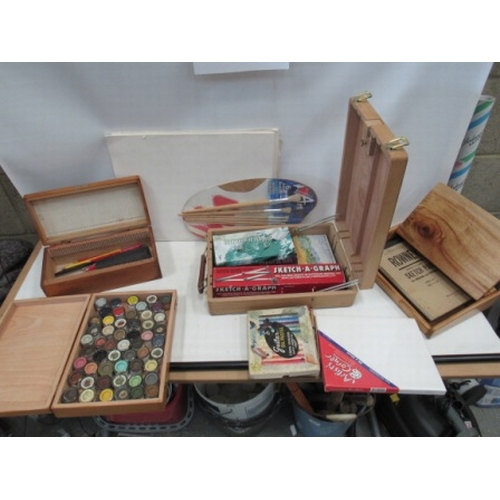 349 - Artist boxes and contents inc over 50 Humbrols