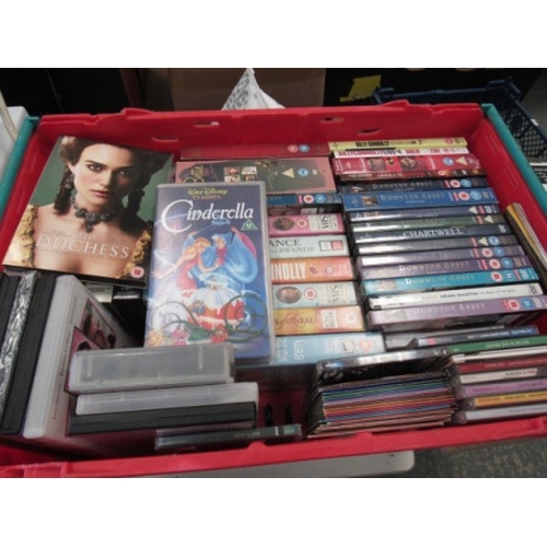 388 - Box of tapes & DVDs