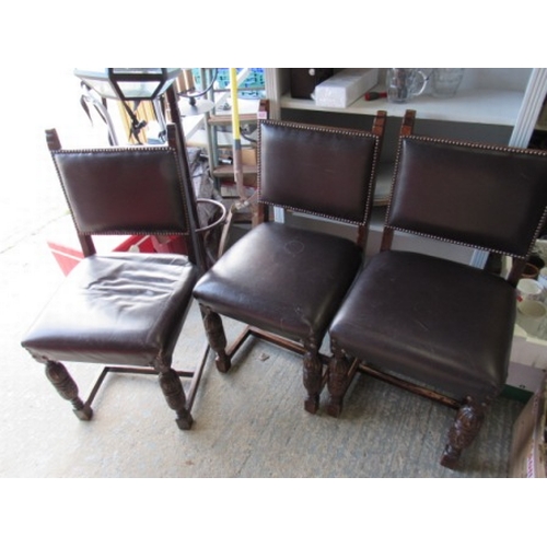 420 - 3 antique leather chairs