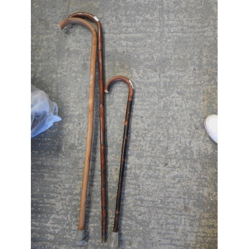 452 - 3 wood vintage walking sticks inc. kids