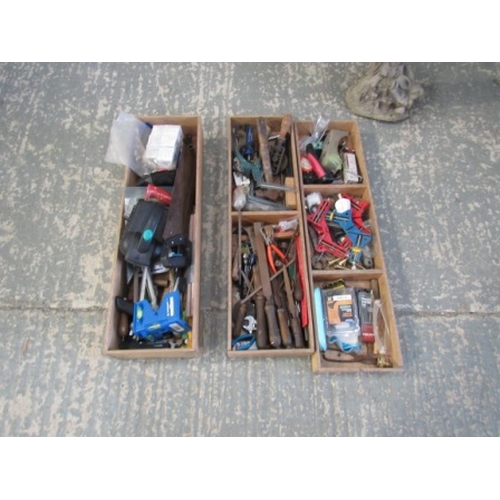 134 - 3 Wooden Trays Tools