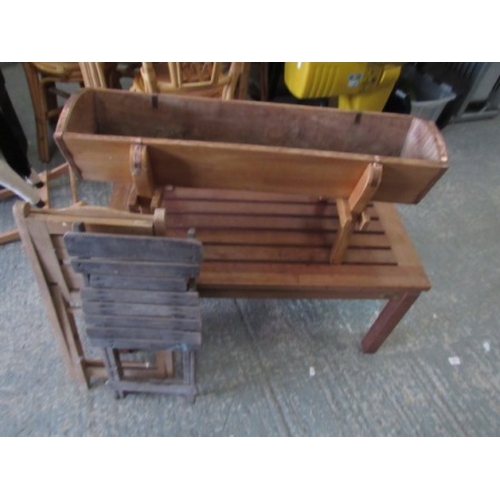 239 - Small garden table, trough, 2 chairs