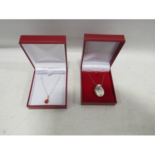 126 - Silver locket + 9ct ladybird necklace