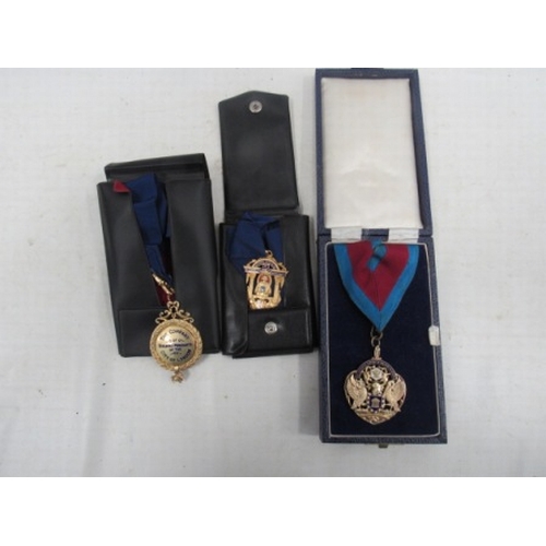 163 - 3 Ornate silver builders Merchants medals in cases
