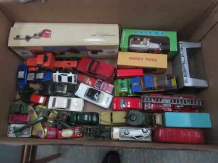 Box of Corgi, Dinky & Matchbox vehicles