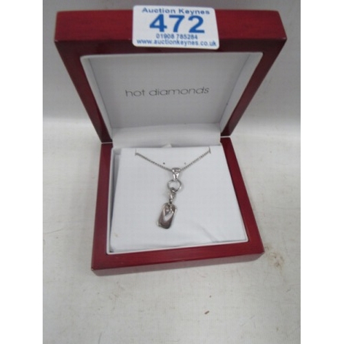 472 - Hot Diamonds Silver necklace with diamond pendant