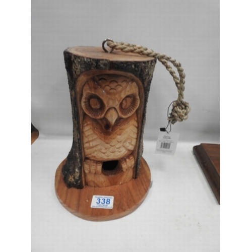 338 - Carved log bird house