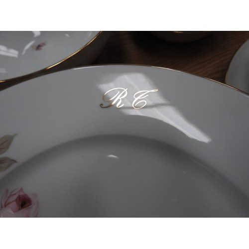 42 - Large quantity of limoges Rosa De Monaco, personalised with the initials RT. Commissioned in 2006 at... 