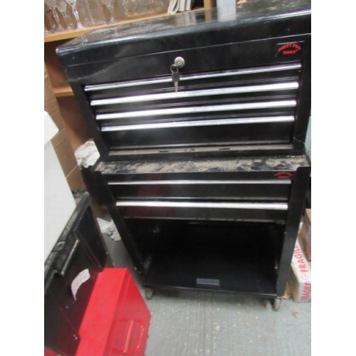 129 - Metal tool chest on wheels