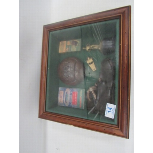 14 - Vintage framed football memorabilia