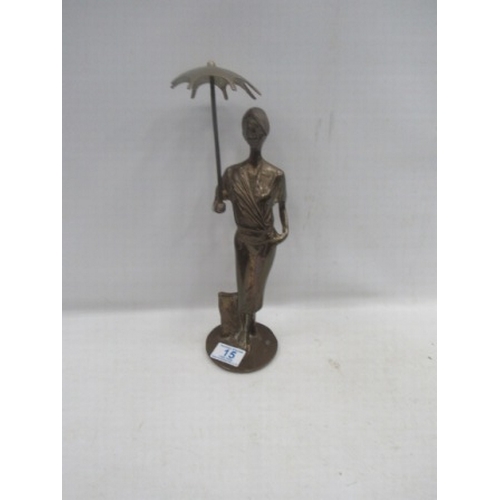 15 - Brass Figureine lady umbrella