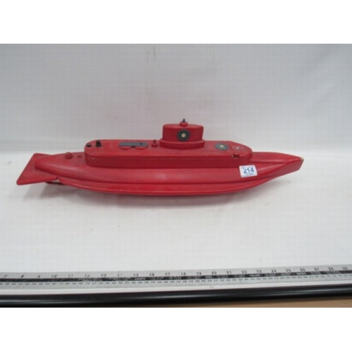 214 - large scratch built red submarine model