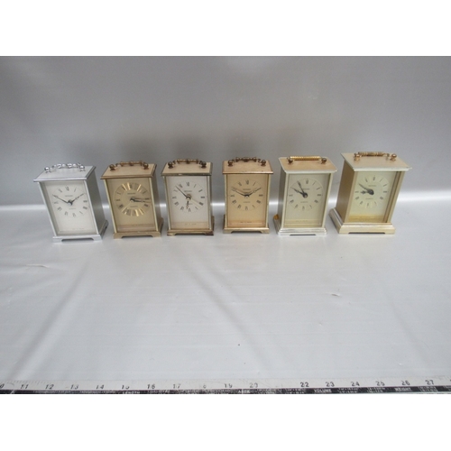 62 - Vinatge Metamec Battery operated quartz carriage clocks x6