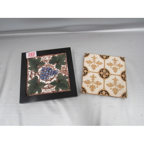 282 - 2 x Vintage decorated tiles