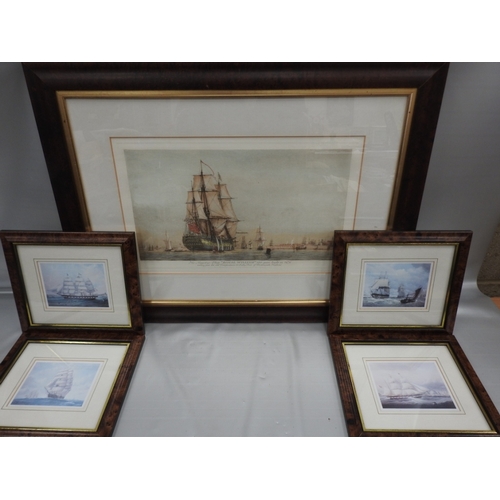 5 framed ship prints