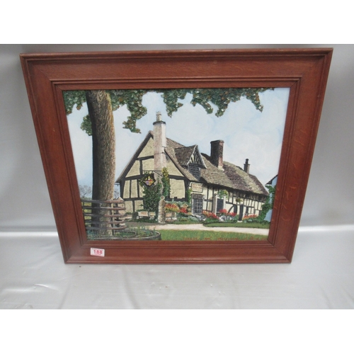 188 - Oil on board fleece inn Bretforton