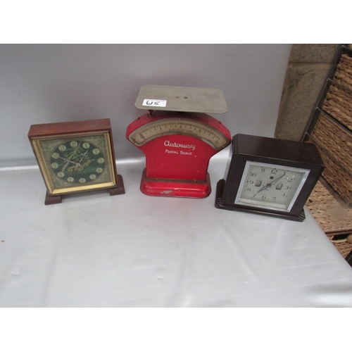 615 - postal scales & 2 clocks