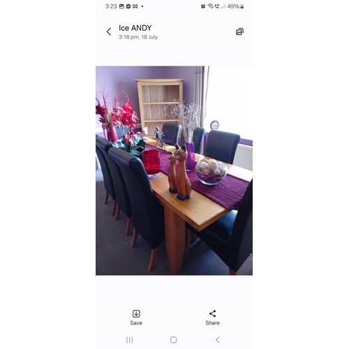 85 - oak dining table with 8 dining chairs