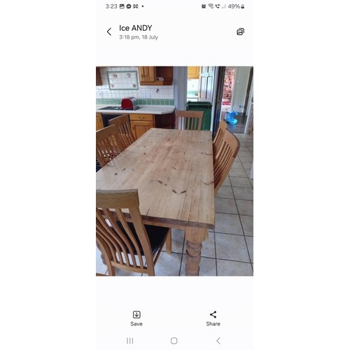 91 - pine farm house table with 6 chairs