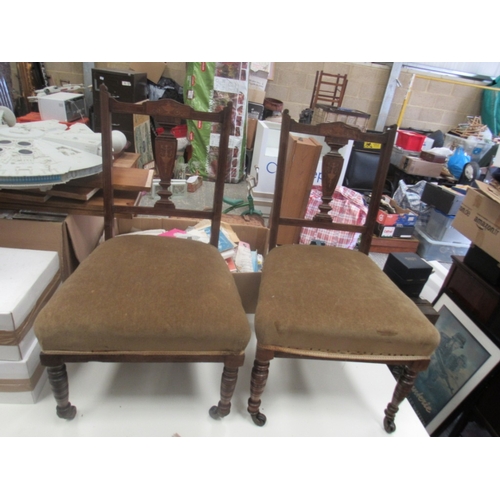 234 - Pair Edwardian inlaid nursing chairs